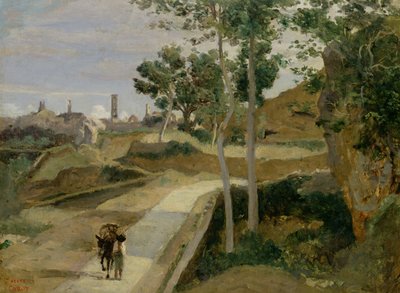 Weg van Volterra door Jean Baptiste Camille Corot